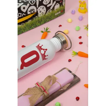 Queen, Πασχαλινή Λαμπάδα με παγούρι μεταλλικό (620ml, stainless steel) & κερί αρωματικό πλακέ (30cm) (ΡΟΖ)