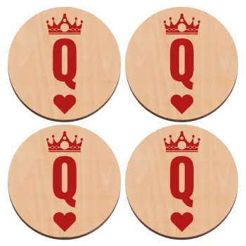 Queen, ΣΕΤ x4 Σουβέρ ξύλινα στρογγυλά plywood (9cm)