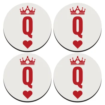 Queen, ΣΕΤ 4 Σουβέρ ξύλινα στρογγυλά (9cm)