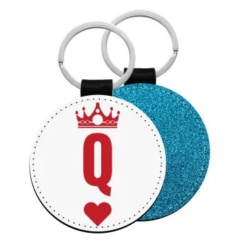 Queen, Μπρελόκ Δερματίνη, στρογγυλό ΜΠΛΕ (5cm)