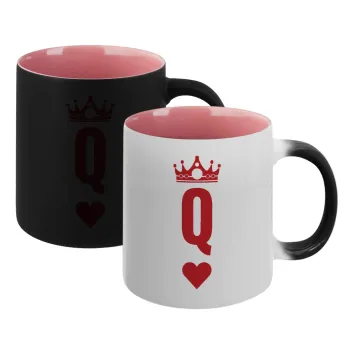 Queen, Κούπα Μαγική εσωτερικό ΡΟΖ, κεραμική 330ml που αλλάζει χρώμα με το ζεστό ρόφημα