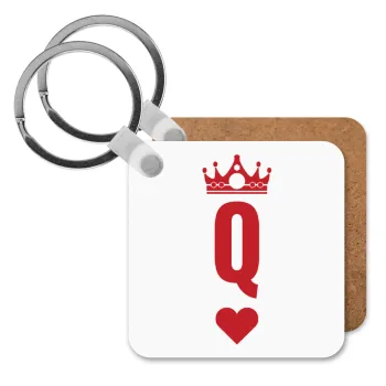 Queen, Μπρελόκ Ξύλινο τετράγωνο MDF