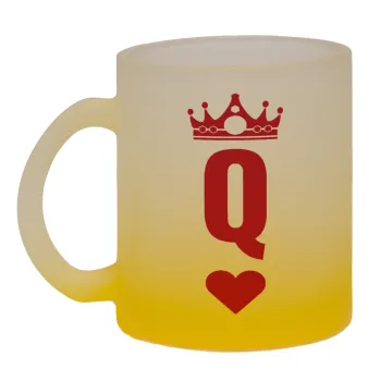 Queen, Κούπα γυάλινη δίχρωμη με βάση το κίτρινο ματ, 330ml