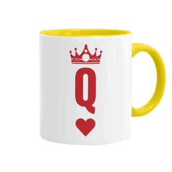 Queen, Κούπα χρωματιστή κίτρινη, κεραμική, 330ml