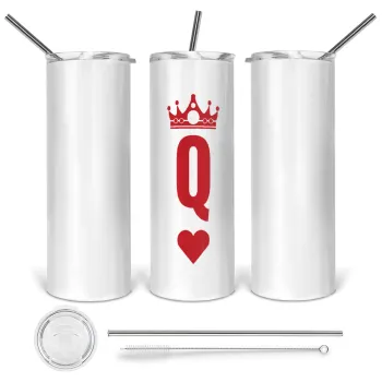 Queen, Tumbler ποτήρι θερμό από ανοξείδωτο ατσάλι 600ml, με μεταλλικό καλαμάκι & βούρτσα καθαρισμού