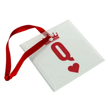 Queen, Στολίδι Χριστουγεννιάτικο στολίδι γυάλινο τετράγωνο 9x9cm