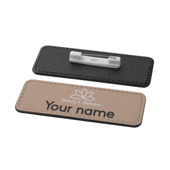 Spa Beauty & Wellness, Name Tags/Badge Leather Round Pin/Safety  (82x31mm)