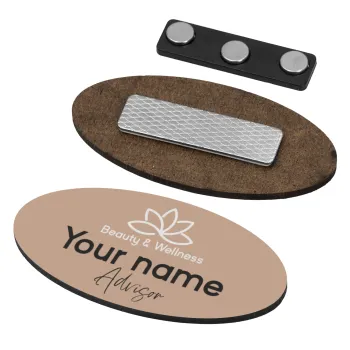 Spa Beauty & Wellness, Name Tags/Badge Ξύλινο οβάλ με μαγνήτη ασφαλείας (75x40mm)