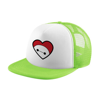 Baymax heart, Καπέλο Soft Trucker με Δίχτυ Πράσινο/Λευκό