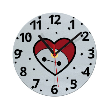 Baymax heart, Ρολόι τοίχου γυάλινο (20cm)