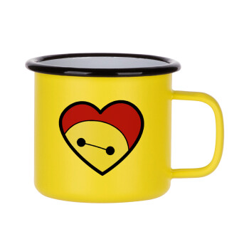 Baymax heart, Metallic enamel MATT Yellow cup 360ml