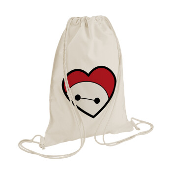 Baymax heart, Backpack bag GYMBAG natural (28x40cm)