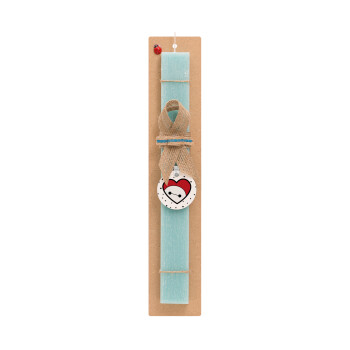 Baymax heart, Easter Set, wooden keychain & aromatic flat Easter candle (30cm) (TURQUOISE)