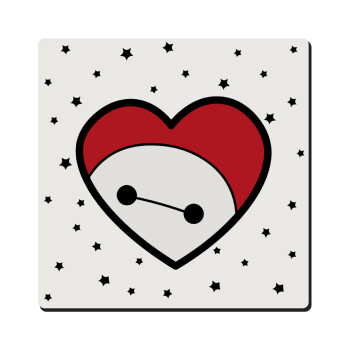 Baymax heart, Τετράγωνο μαγνητάκι ξύλινο 6x6cm