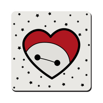 Baymax heart, Τετράγωνο μαγνητάκι ξύλινο 9x9cm