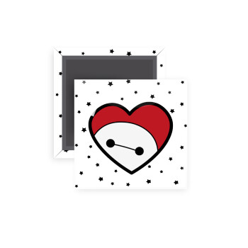 Baymax heart, Μαγνητάκι ψυγείου τετράγωνο διάστασης 5x5cm