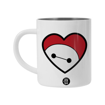 Baymax heart, BIG Mug Stainless steel double wall (450ml, White)