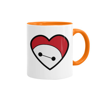 Baymax heart, Mug colored orange, ceramic, 330ml