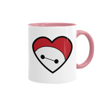 Baymax heart, Mug colored pink, ceramic, 330ml