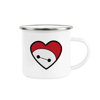 Baymax heart, Metallic enamel cup white 360ml