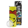 Neon Yellow Travel Tumbler θερμό, μεταλλικό καλαμάκι(Ανωξείδωτο 304 Food grade, BPA free, 600ml)