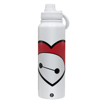 Baymax heart, Θερμός 1L Ανοξείδωτο με Βάση Κινητού & Διπλά Τοιχώματα