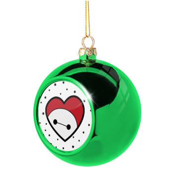 Baymax heart, Χριστουγεννιάτικη μπάλα δένδρου Πράσινη 8cm