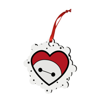 Baymax heart, Christmas ornament snowflake wooden 7.5cm