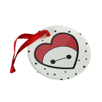 Baymax heart, Christmas ornament glass 9cm