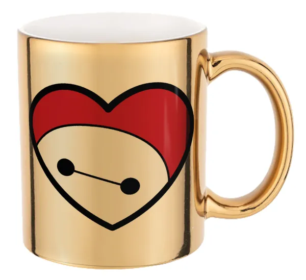 Baymax heart — Mug ceramic, gold mirror, 330ml