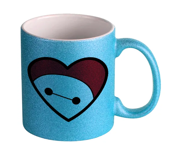 Baymax heart — Κούπα Σιέλ Glitter που γυαλίζει, κεραμική, 330ml