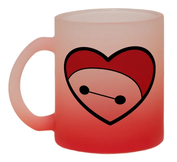 Baymax heart — Κούπα γυάλινη δίχρωμη με βάση το κόκκινο ματ, 330ml