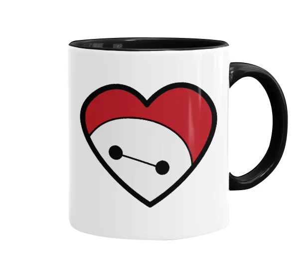 Baymax heart — Κούπα χρωματιστή μαύρη, κεραμική, 330ml