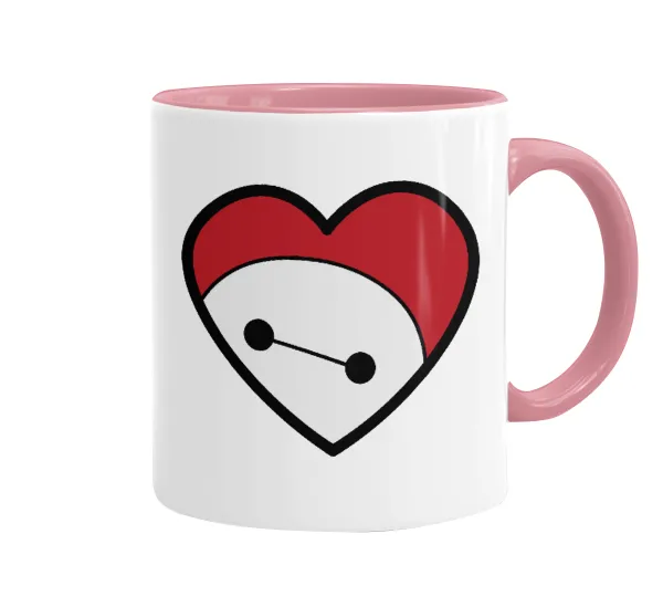 Baymax heart — Κούπα χρωματιστή ροζ, κεραμική, 330ml