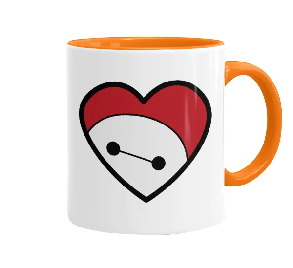 Baymax heart — Κούπα χρωματιστή πορτοκαλί, κεραμική, 330ml
