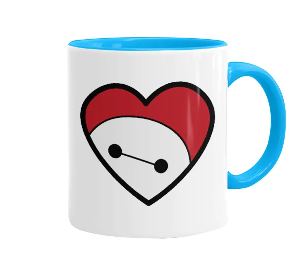 Baymax heart — Mug colored light blue, ceramic, 330ml
