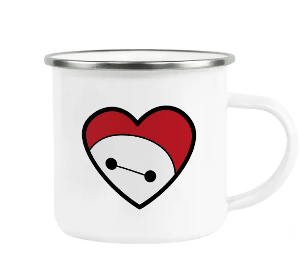 Baymax heart — Metallic enamel cup white 360ml