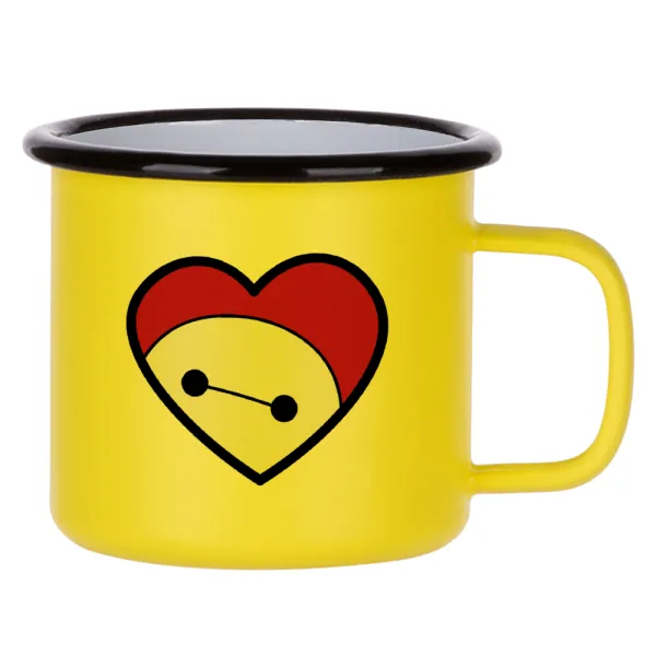 Baymax heart — Metallic enamel MATT Yellow cup 360ml