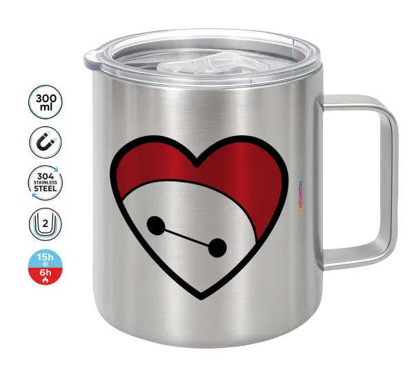 Baymax heart — Double-walled stainless steel mug 300ml with temperature-retaining lid