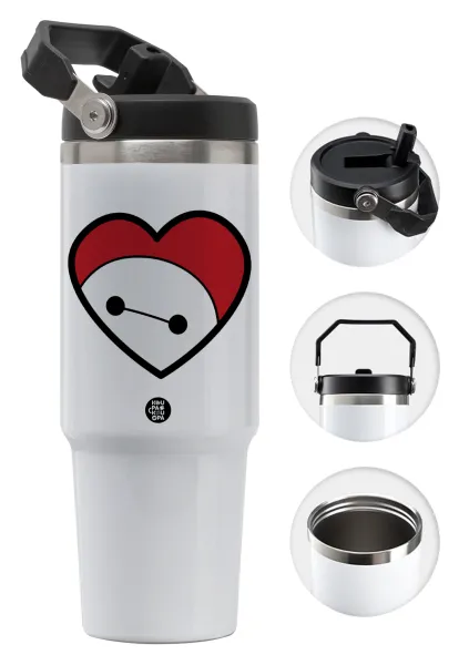 Baymax heart — Θερμός Ανοξείδωτο 30oz με χερούλι