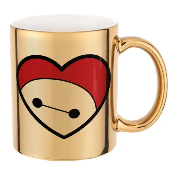 Baymax heart, Mug ceramic, gold mirror, 330ml