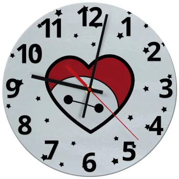 Baymax heart, Ρολόι τοίχου γυάλινο (30cm)