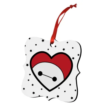 Baymax heart, Christmas ornament polygon wooden 7.5cm