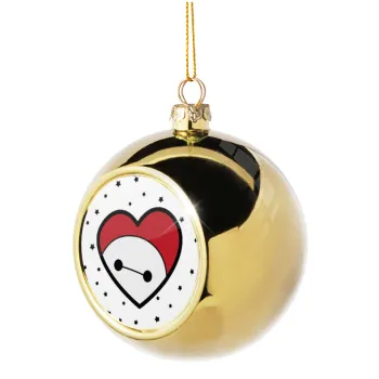 Baymax heart, Στολίδι Χριστουγεννιάτικη μπάλα δένδρου Χρυσή 8cm