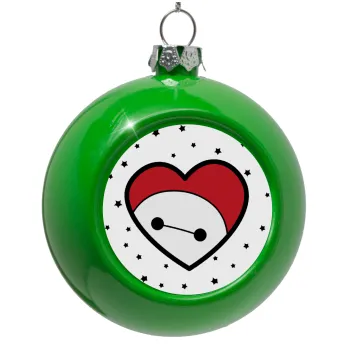 Baymax heart, Green Christmas tree ornament bauble 8cm