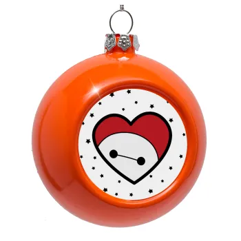 Baymax heart, Orange Christmas tree ornament bauble 8cm