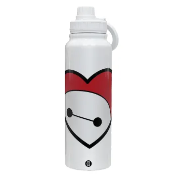 Baymax heart, Θερμός 1L Ανοξείδωτο με Βάση Κινητού & Διπλά Τοιχώματα