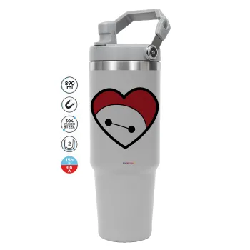 Baymax heart, ΓΚΡΙ χρώματος Θερμός Ανοξείδωτο 890ml (30oz) με χερούλι