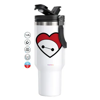 Baymax heart, Mega Tumbler με καπάκι, διπλού τοιχώματος (θερμό) 1,2L