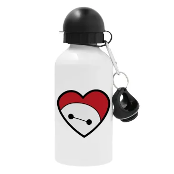 Baymax heart, Μεταλλικό παγούρι νερού, Λευκό, αλουμινίου 500ml